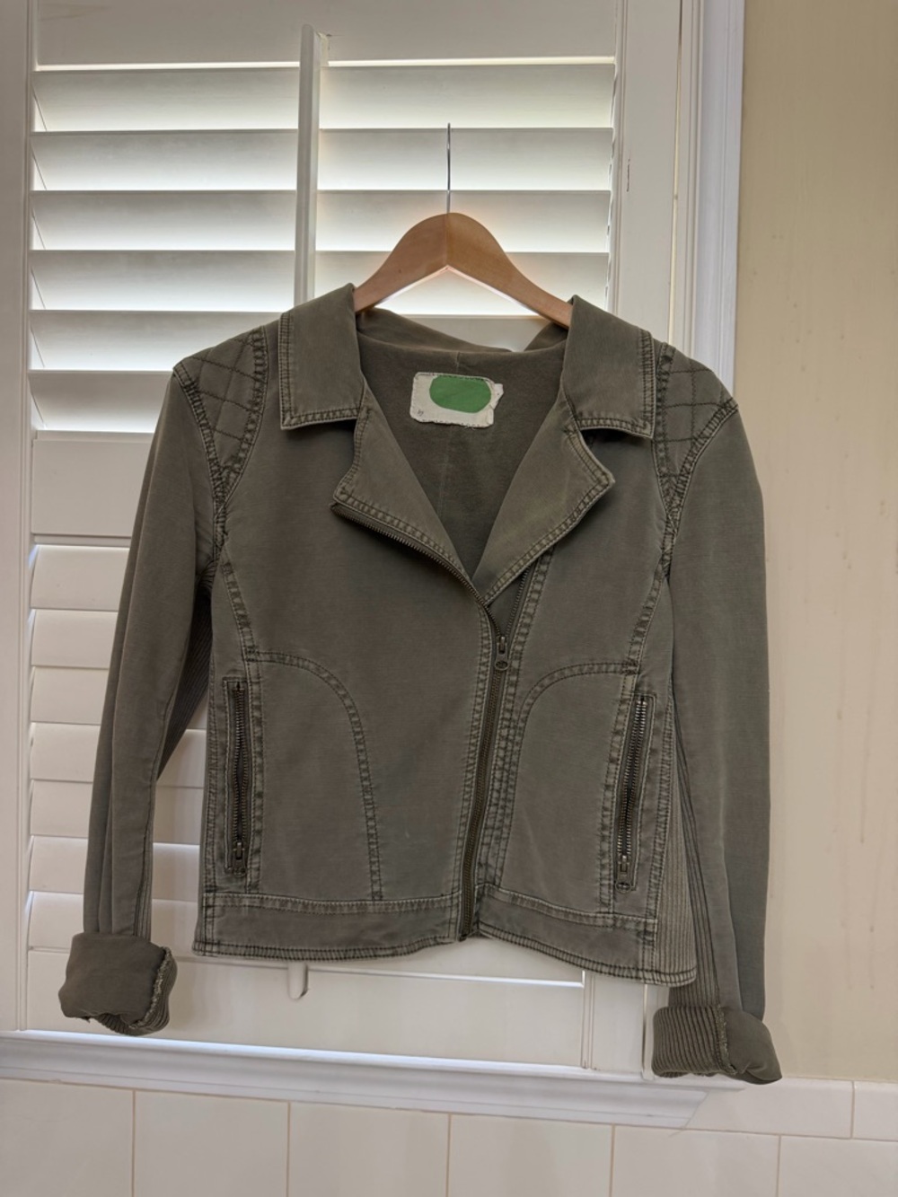 Anthropologie Olive Green Utility Moto Jacket